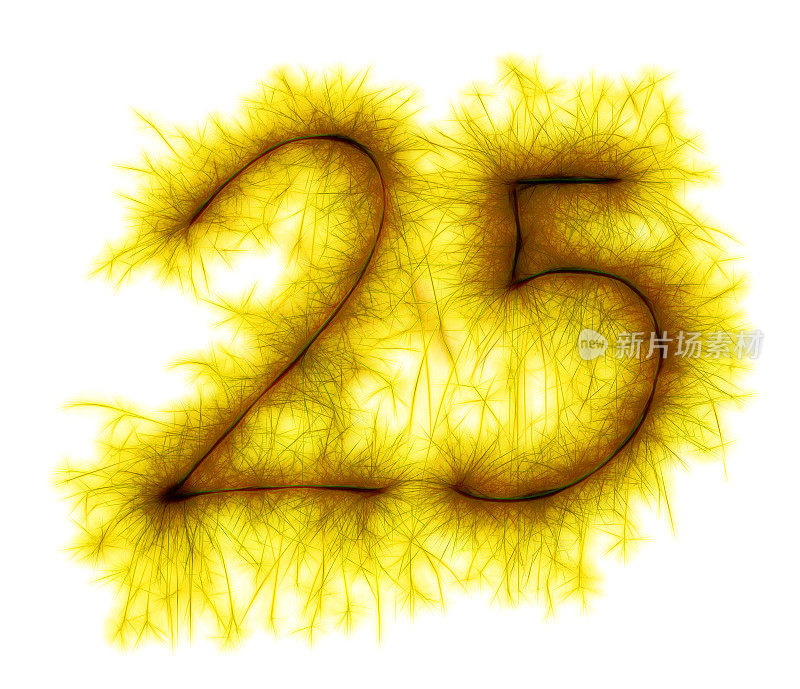 闪闪发光的金色庆祝数字25 25岁生日